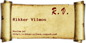 Rikker Vilmos névjegykártya